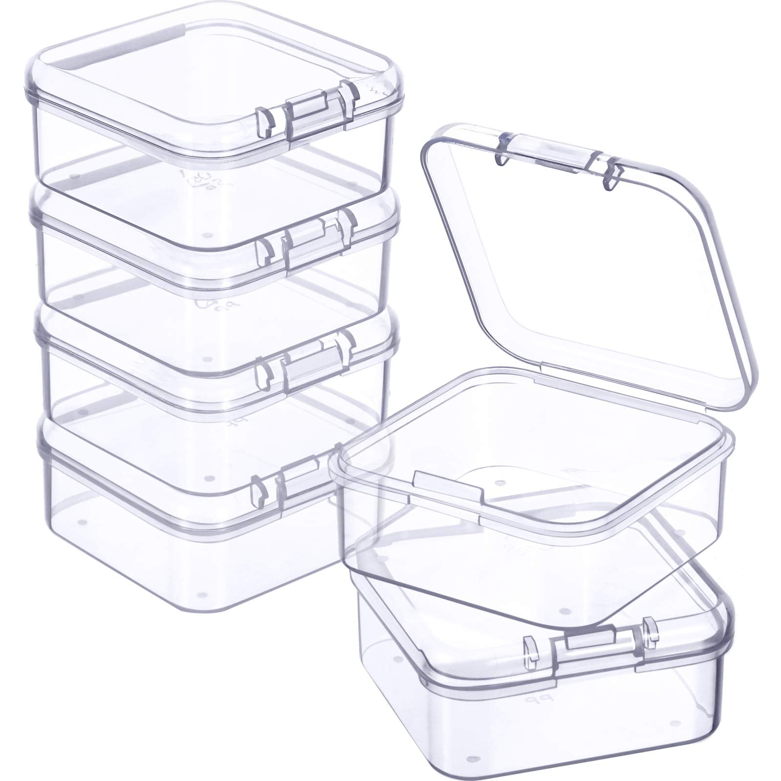 Jetec 6 Pieces Small Clear Plastic Storage Box,1.7 X 1.7 X 0.8 Inch