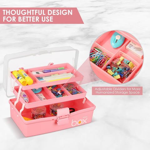 Yekolau 3 Layer Craft Storage Box, Plastic Multipurpose Storage Box with Compartments,Tool Box Arts and Crafts Organiser Box with Handle, for Sewing