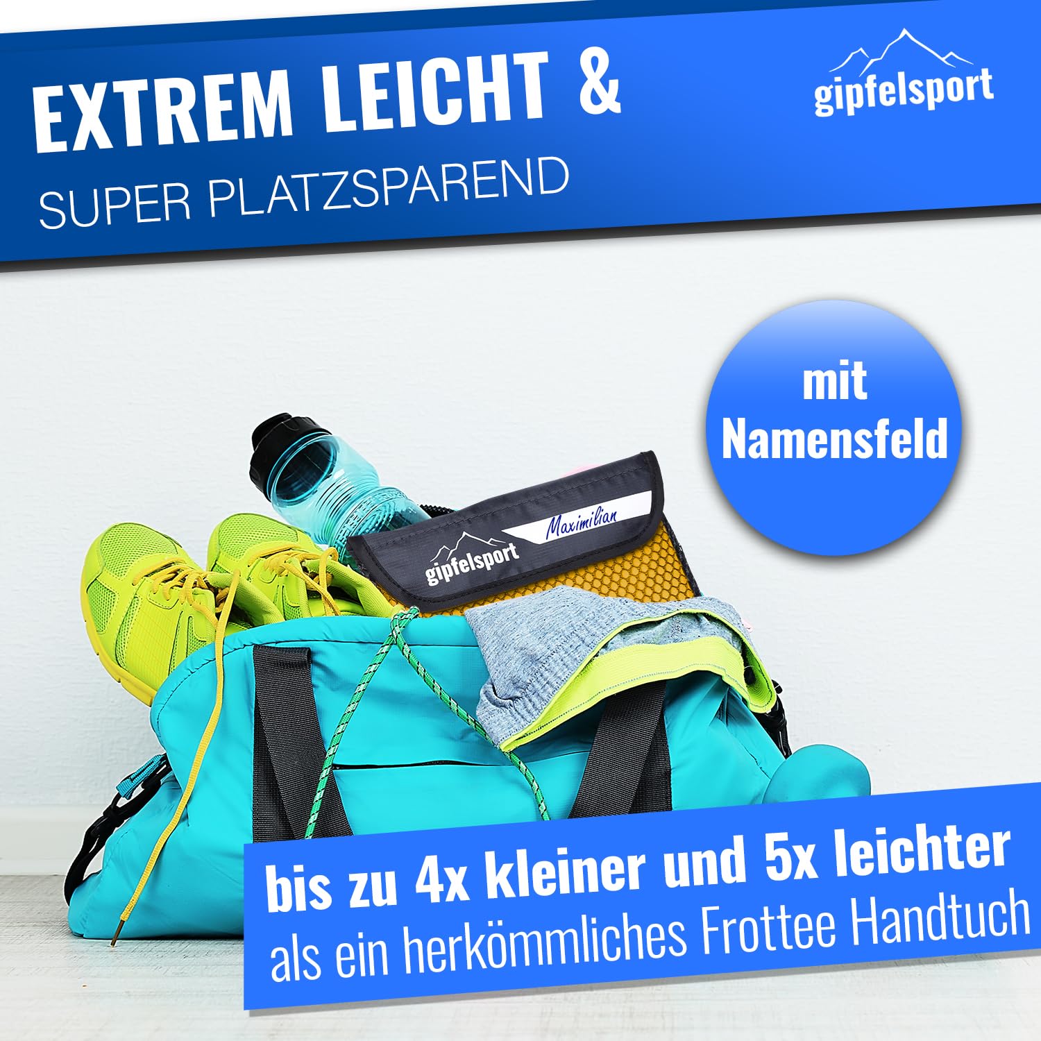 gipfelsport Microfibre Towel Yellow 1x S(50x30cm) without bag