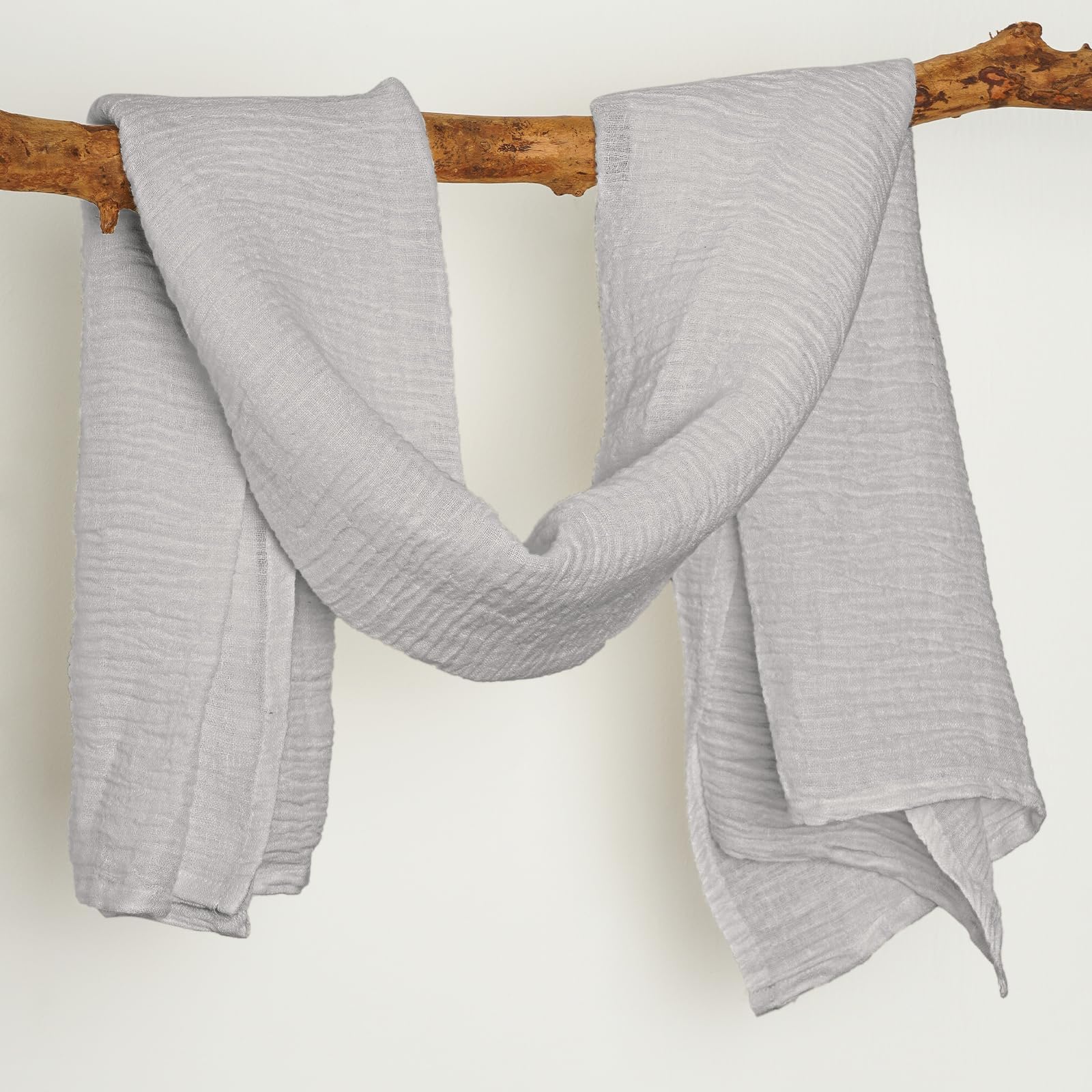 HSOFTIFY 100% Pure Linen Bath Towel with Pleated for Bathroom, Light Gray