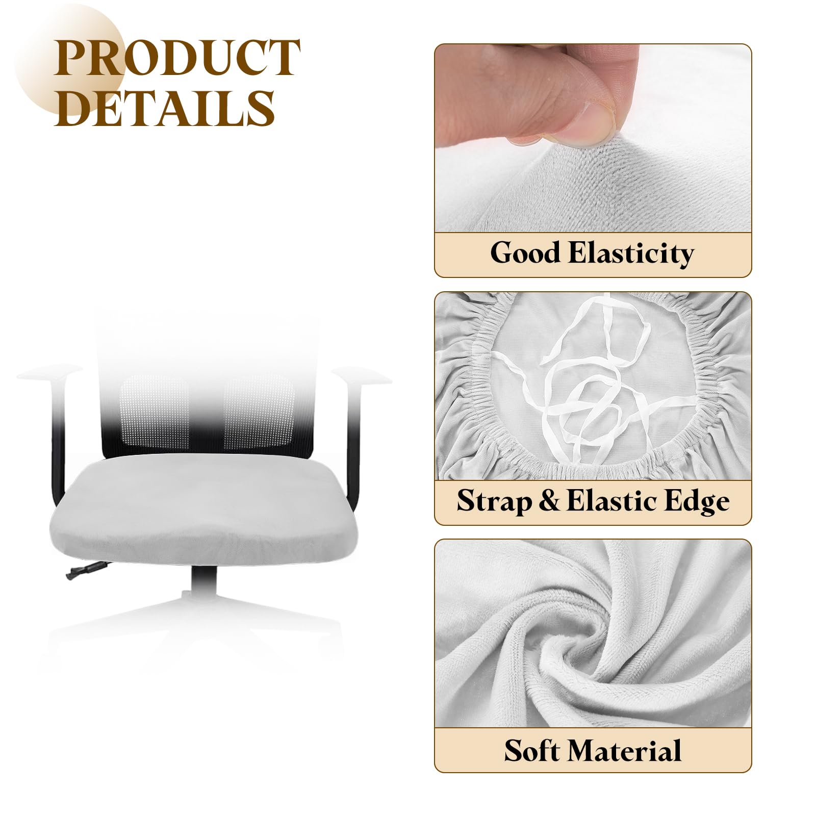 sourcing map Office Chair Cover, Stretchable Soft Rotating Chair Slipcover Washable Desk Computer Seat Cover Protector for Office Home, L(45-48cm)