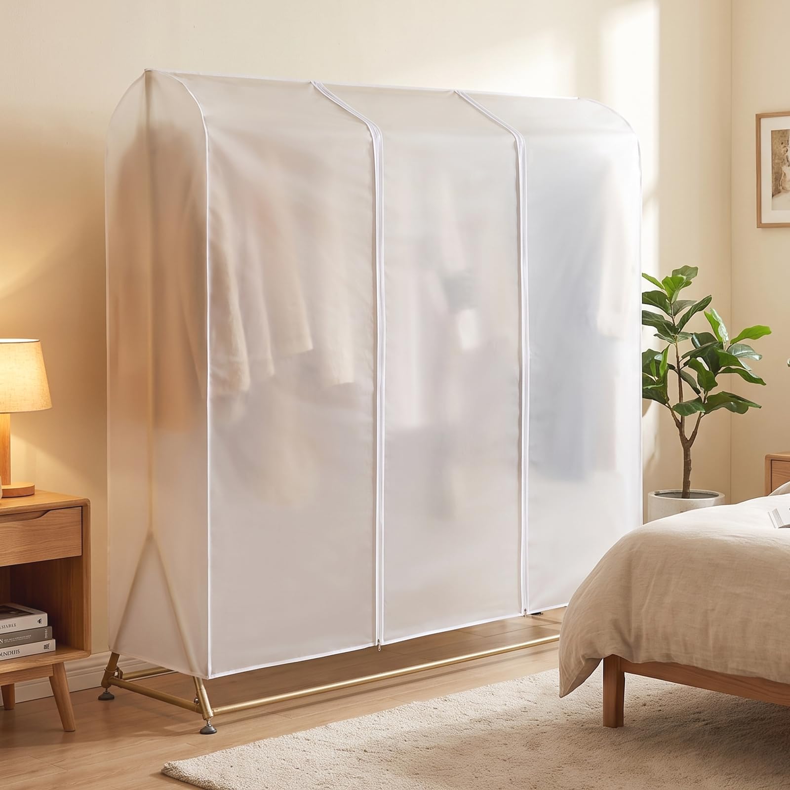 Eloiselucky Clothes Rail Cover - PEVA Translucent Protector Dustproof & Waterproof for Hanging Clothes
