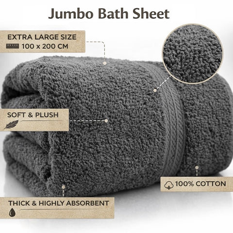 EDB 2X Extra Large Super Jumbo Bath Sheets Towels 100 cm W x 200 cm L Body Wrap Premium Quality 100% Egyptian Cotton Beach, Gym, Spa
