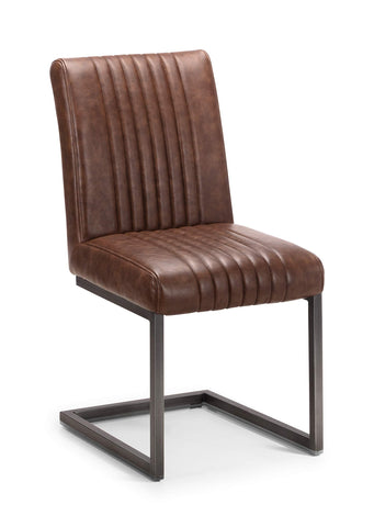 Julian Bowen Brooklyn Dining Chairs, Set of 2, Brown - H88.5 x W47 x D65cm