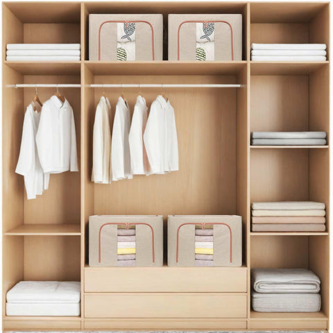 DAWNTREES 2 Pack 100L Collapsible Storage Boxes for Clothes, White