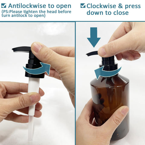 Apstaqeoo 2Pcs 500ML/17OZ Empty Plastic Pump Bottles Dispensers, Refillable Shampoo Conditioner Body Wash Lotion Pump Dispenser Portable Liquid Soap
