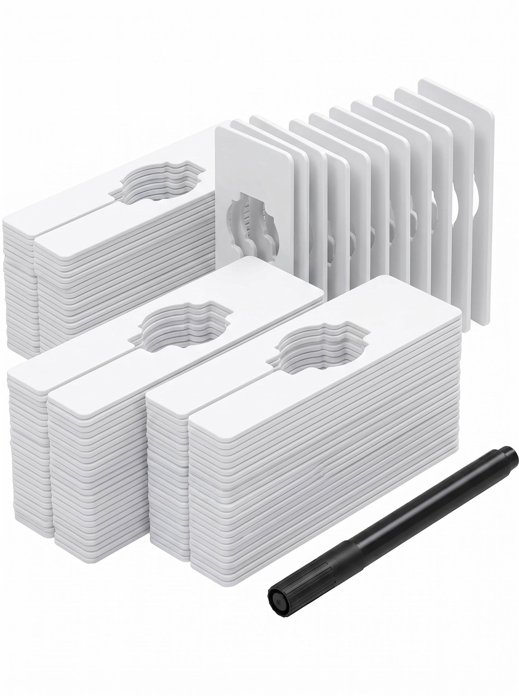20 PCS Wardrobe Dividers for Clothes, Rectangular White Plastic Closet Dividers with Marker – Writable, Erasable & Reusable