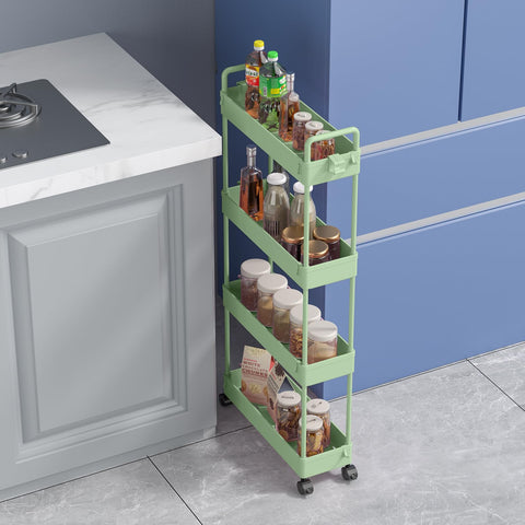SOLEJAZZ Storage Trolley Cart Slim Rolling Cart Mobile Storage Shelving