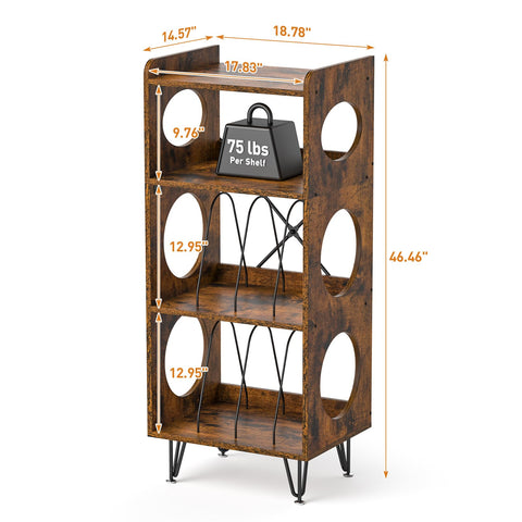 ikkle Record Player Stand, 4 Tier Vinyl Storage Cabinet with Hollow Design