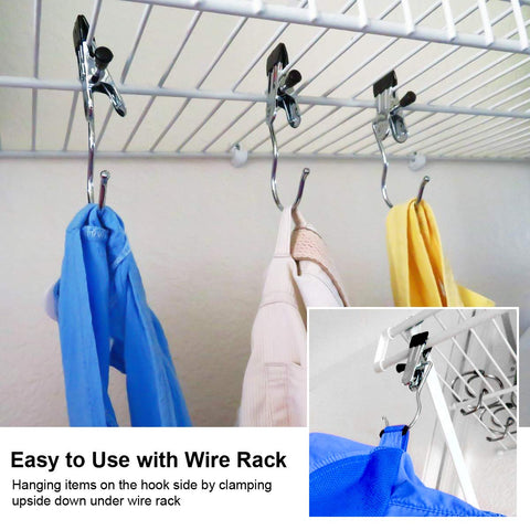 Coideal Laundry Hooks Hanging Clips, 8 Pcs Metal Boot Hangers Portable Clothes Pegs Drying Clips for Coat Hat Gloves (Black)