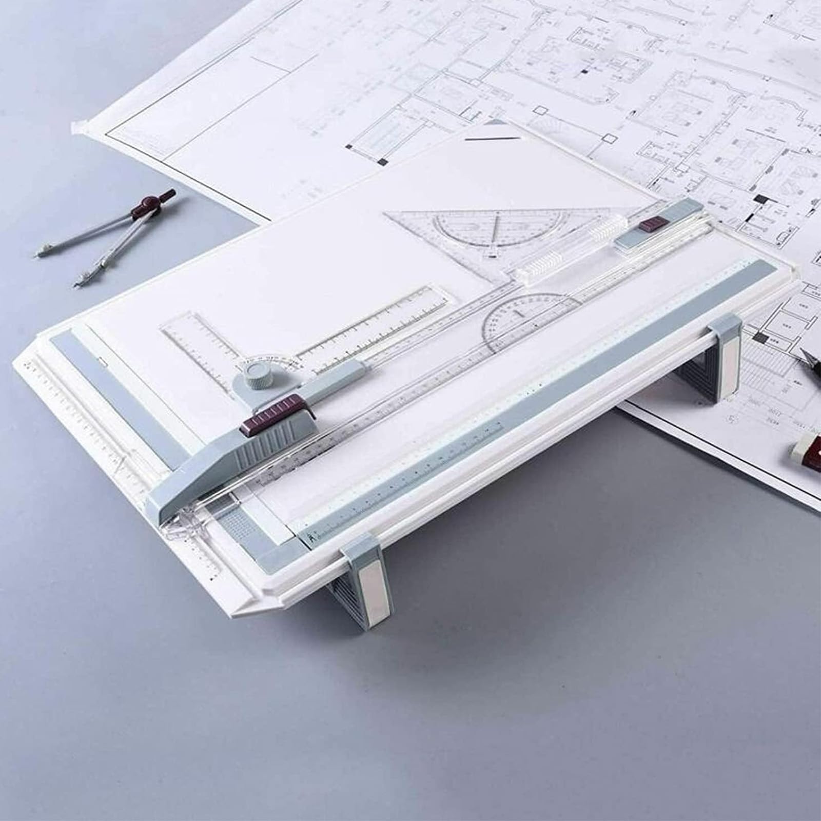 WinHUb A3 Drawing Board 51x37cm, Adjustable Technical Drafting Table with Parallel Motion, Sliding Ruler & Accessories