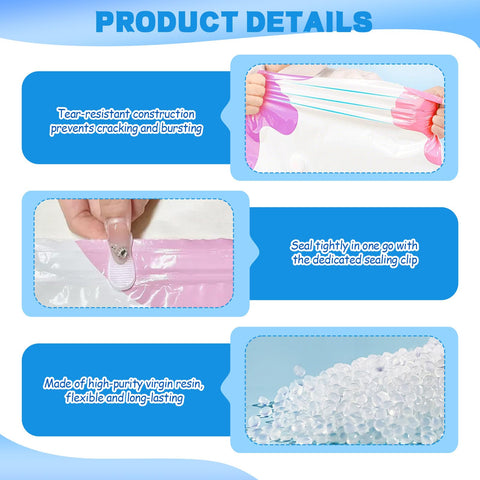 XQMMGO 2 Pack No Pump Vacuum Storage Bags, Large Cube Vacuum Pack Bags for Clothes and Duvets, Space Saver Compression Bags for Travel