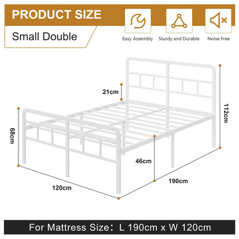 Yicensen Small Double Bed Frame with Headboard and Footboard
