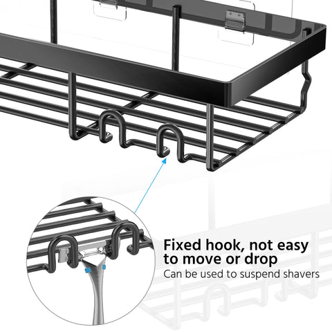 DIFULI Shower Caddy Shelf Organiser 2 Pack, No Drill Black Shower Shelves,Self Adhesive Bathroom Storage Accessories
