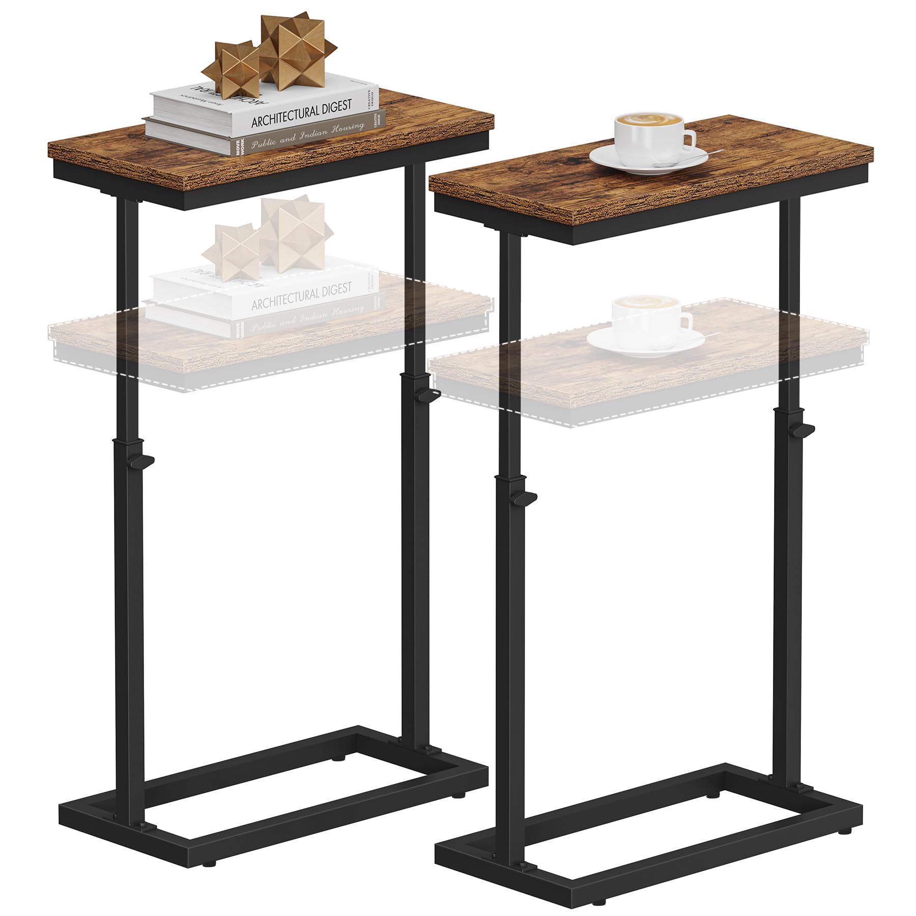 TUTOTAK End Table, Side Table, Tall Couch Table, Sofa Table, Living Room, Bed Room, Brown TB01BB0832EU