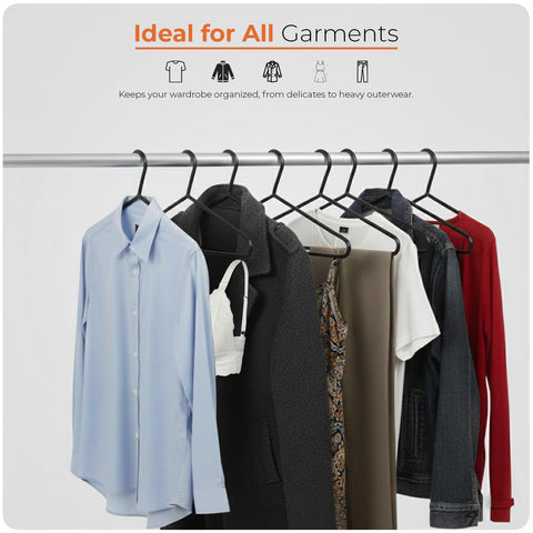 Scott 11 Plastic Coat Hangers, 25 Pack - Adult Black Strong Clothes Hangers For Clothes, Durable With Hooks For Space-Saving, Lightweight, Non-Slip