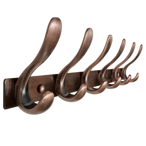 HONSKY Wall Coat Rack- Stylish,44cm Metal Coat Hanger Wall Mounted,Heavy Duty 6 Hooks Wall Coat Hook for Hallway, Bedroom