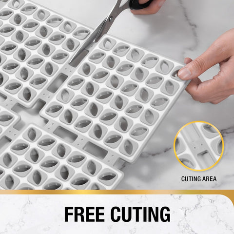 HITSLAM Square Shower Mat Non Slip Anti Mould, 60 x 60 cm Cut to Fit No Odor Soft TPE Bath Mat with Suction Cups and Drain Holes