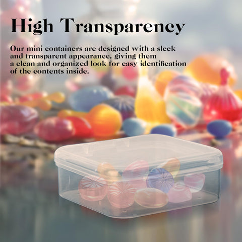 20Pcs Small Clear Plastic Storage Box, Transparent Square Bead Organiser