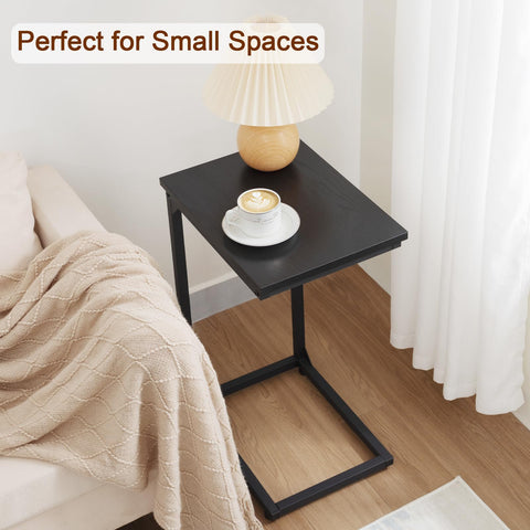 AMHANCIBLE C-Shaped Side Table, Side Table Living Room, Sofa Table Set of 2