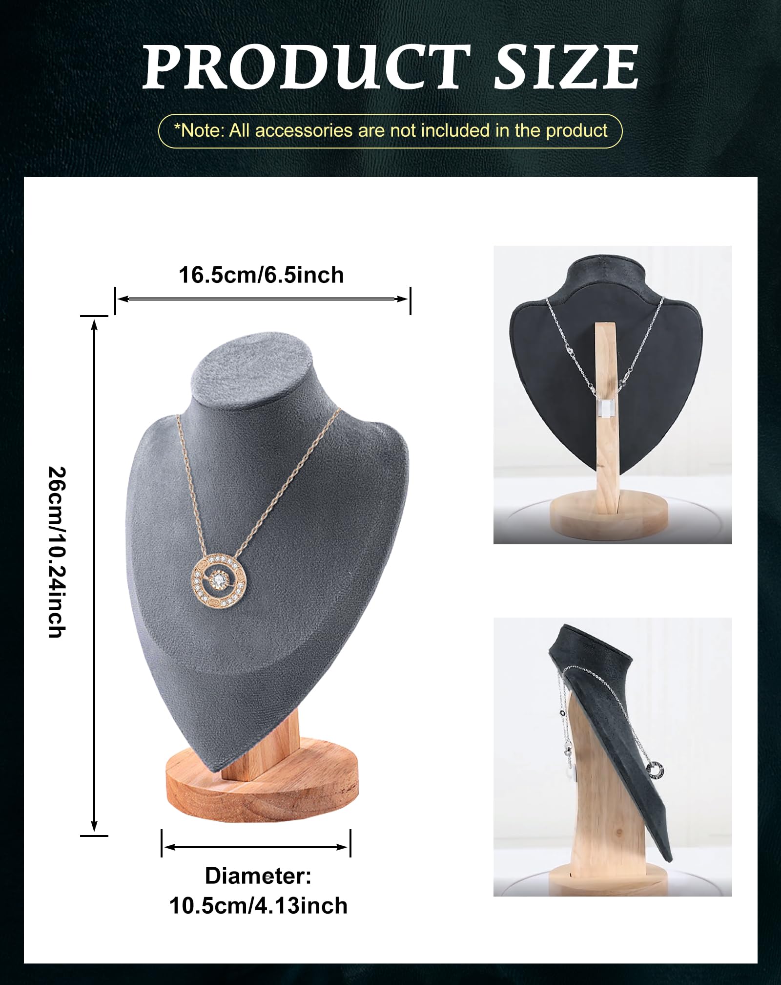 TINGSING Velvet Necklace Display Stand Jewelry Bust Display Stands