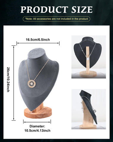 TINGSING Velvet Necklace Display Stand Jewelry Bust Display Stands