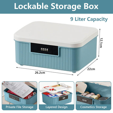 2 Layer Lockable Medicine Storage Box, 9LMedicine Box with Combination Lock