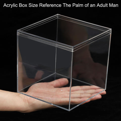PATIKIL Acrylic Box with Lid 5.91" x 5.91" x 5.91", Clear Acrylic Display Boxes Plastic Square Cube Containers Storage Organizer for Candy Tiny