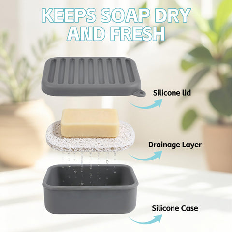 Portable Travel Soap Case, Soap Dish with Lid and Draining Layer