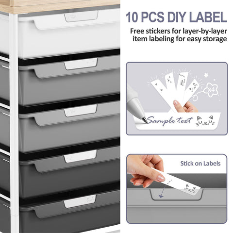 10-Drawer Craft Organizer Trolley Cart, Gray