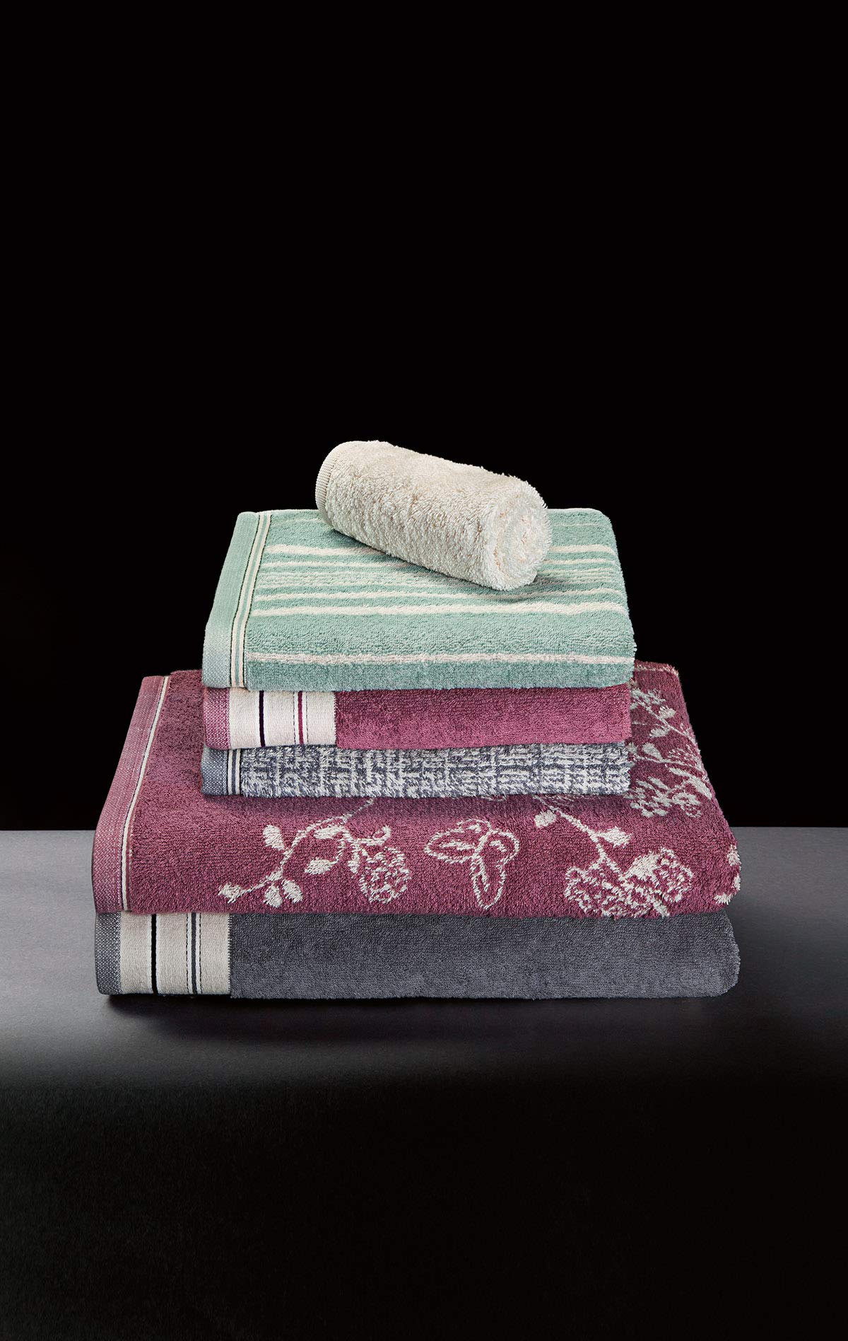 Möve Bohème Double face with striped border Towel 50 x 100 cm, Towel - Made in Germany, 85% cotton 15% linen, Tea/Nature