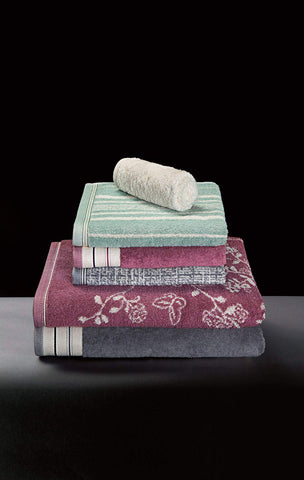 Möve Bohème Double face with striped border Towel 50 x 100 cm, Towel - Made in Germany, 85% cotton 15% linen, Tea/Nature