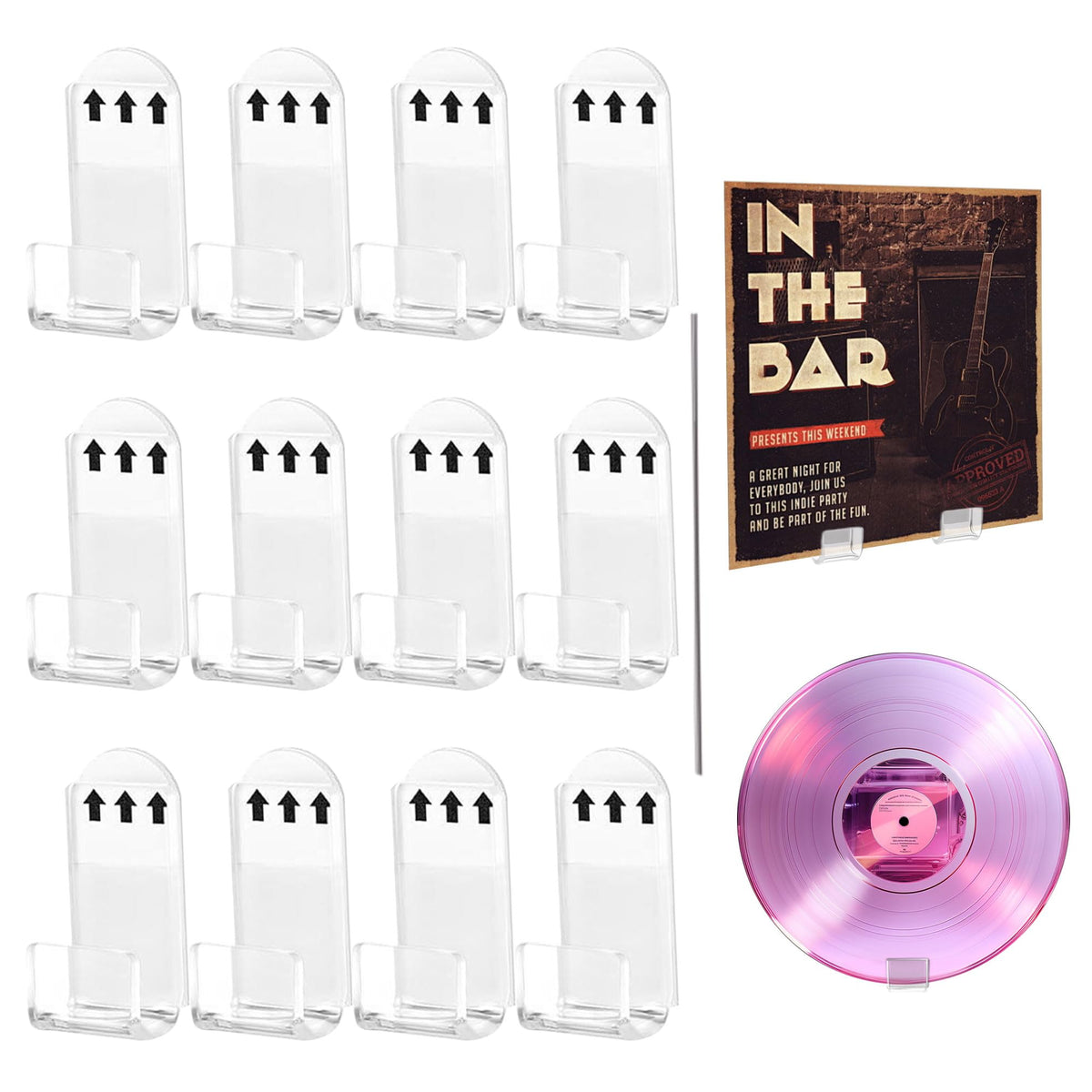 Noenaeni 12PCS Vinyl Record Wall Mount, Clear Acrylic Vinyl Record Display