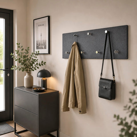 HAKU Wardrobe Chrome, Granite Finish, MDF, Metal - Dim.: W 80 cm X H 30 cm X D 6 cm, Style: Modern