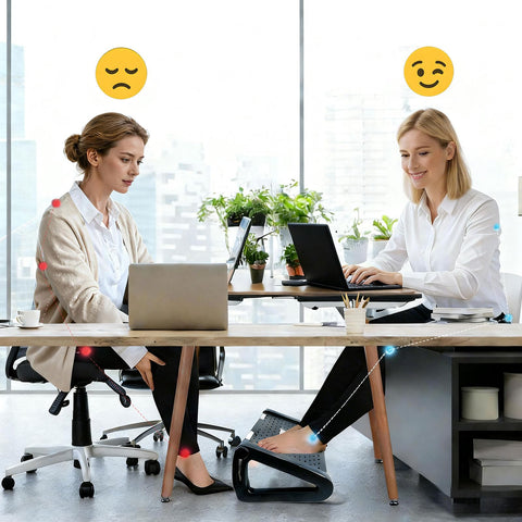 Foot Rest for Under Desk at Work, Ergonomic 6 Heights Adjustable Footrest with Massage Roller, Portable Under Desk Foot Stool for Home, Office ﻿