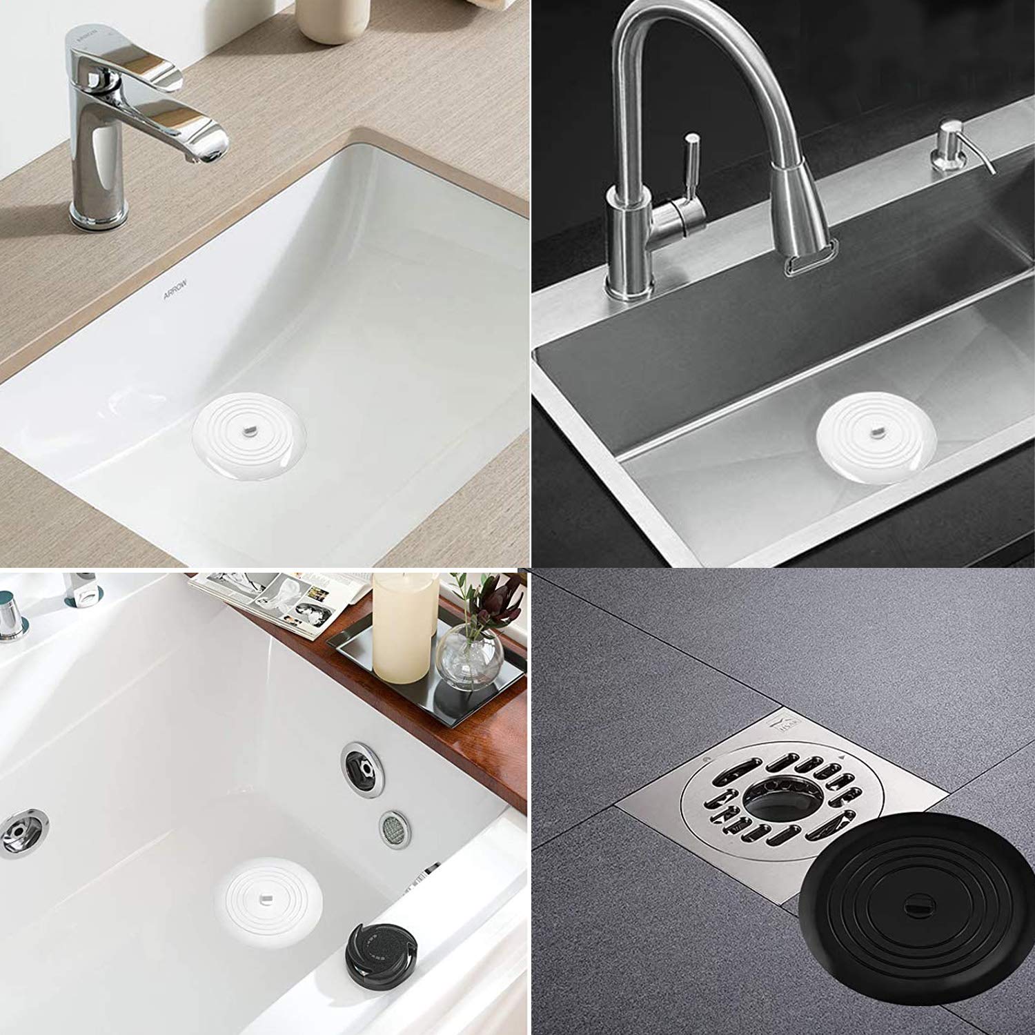 1 pack Silicone Tub Stopper,Drain Stopper Universal Sink Plug,Drain Plug for Kitchens, Bathrooms and Laundries, Sink Bathtub Drain Cover(15.3cm/6inch)