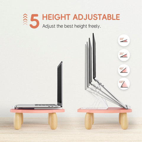 AFOOYO Adjustable Wood Laptop Stand, Ergonomic Height Angles Computer Stand, Cloud-Shaped Holder Riser Notebook Stand for Desk Compatible with Air