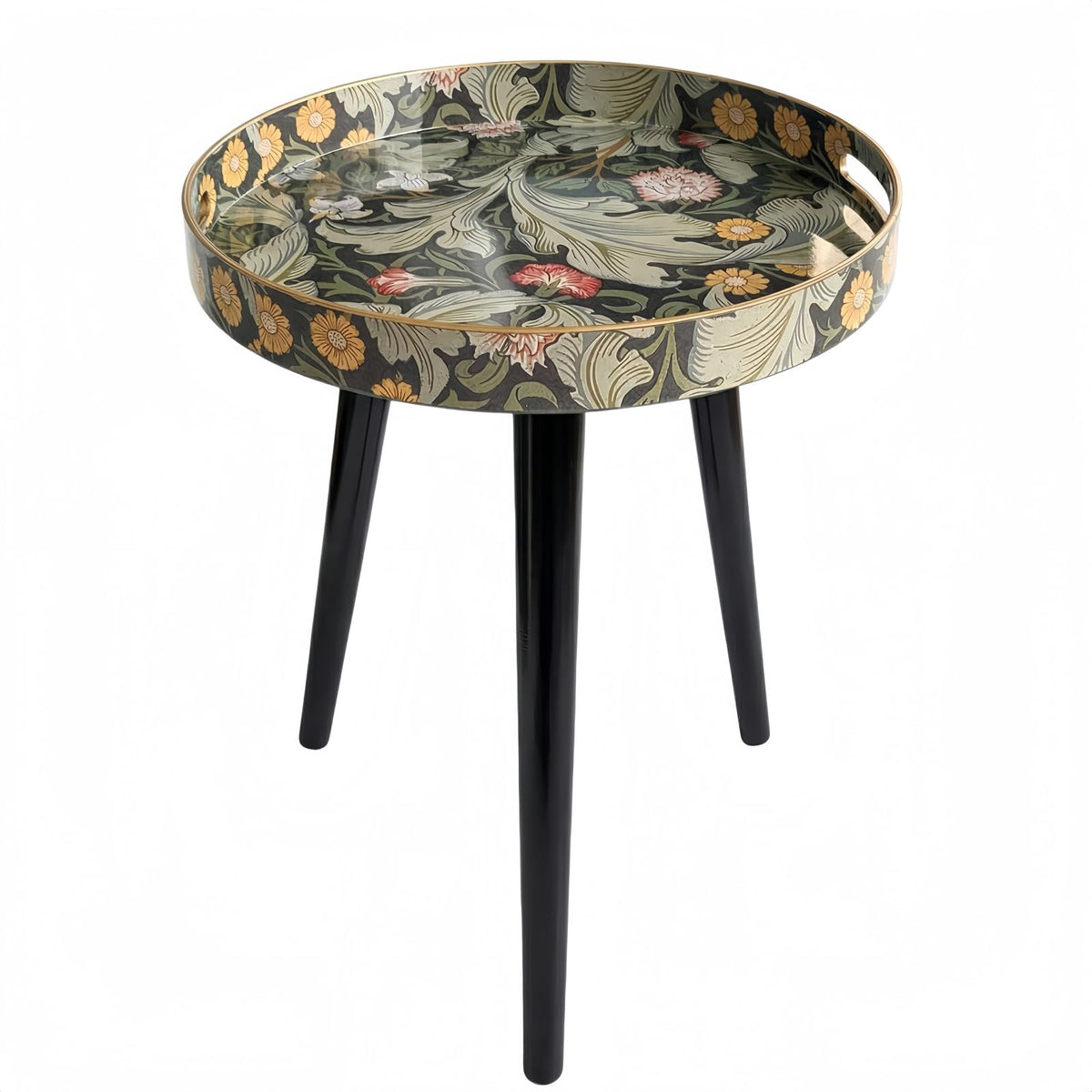 Simmer Stone Round Indoor Side Tables with Detachable Wooden 3 Legs, Versatile Tray Table, Perfect For Round Coffee Table Tea