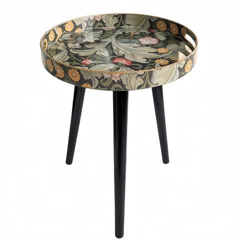 Simmer Stone Round Indoor Side Tables with Detachable Wooden 3 Legs, Versatile Tray Table, Perfect For Round Coffee Table Tea