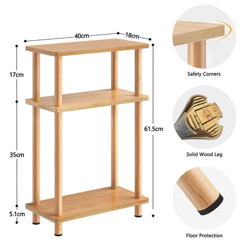 APICIZON Narrow Side Table, Slim Small Table, 3 Tier End Table Living Room, 40x18x61.5cm, Modern Thin Side Table for Living Room, Bedroom, Sofa