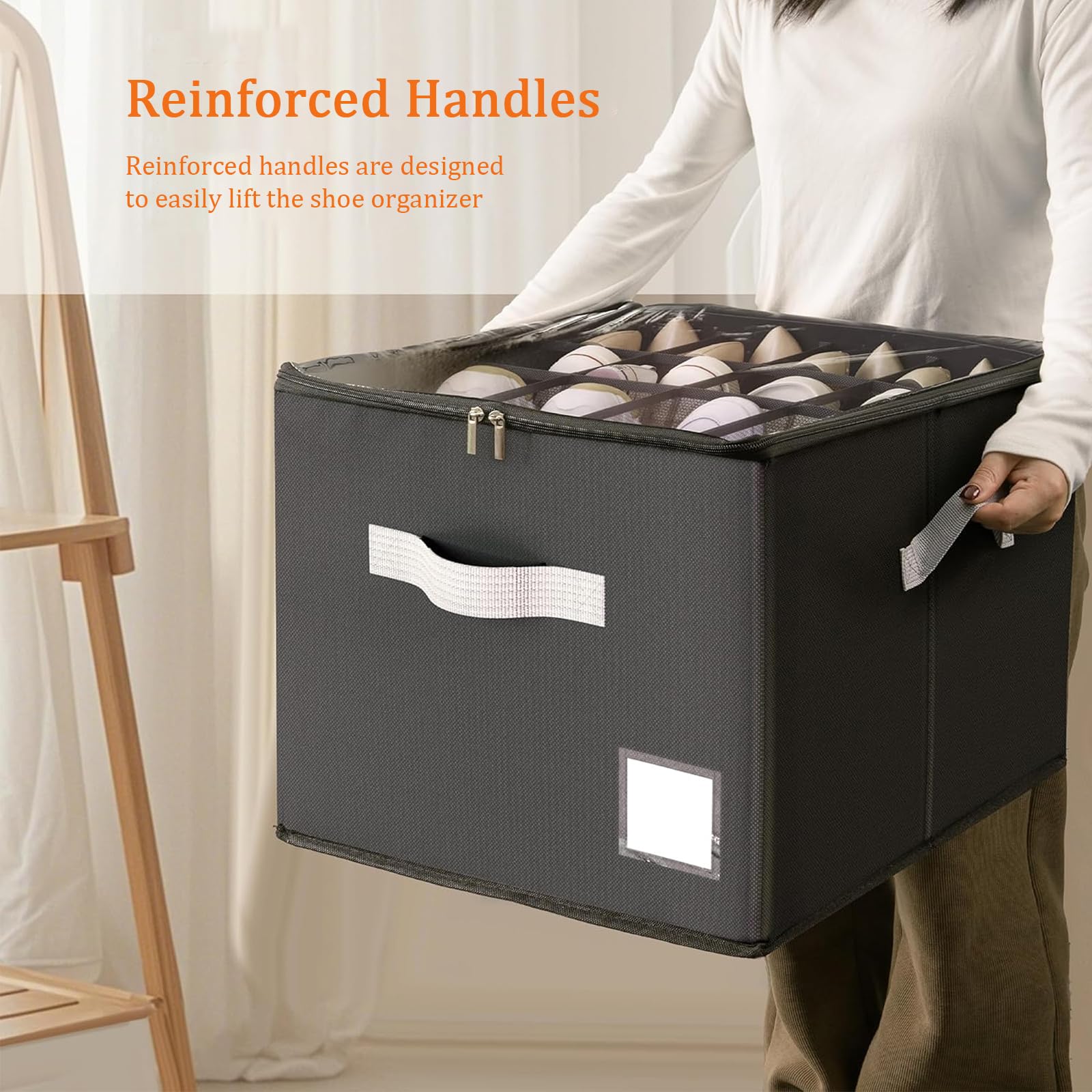 SYEXDZON Shoe Organiser, Foldable Shoe Storage Box for Closet