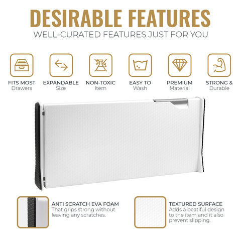 RAPTUROUS Expandable Tall Drawer Dividers 4 Pack - 6 Inch High Dresser Drawer Organizers, White