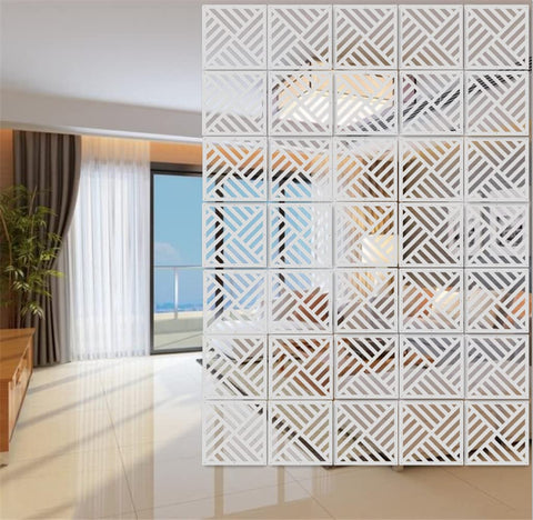12Pcs/Set White Hanging Room Divider Screens DIY Panel Screens Partition Wall Dividers Room Decorative With All Accessories 29 x 29 cm (M3)