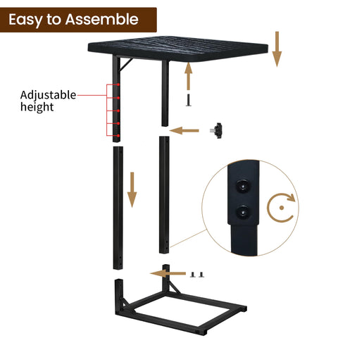 OFIDELITY Side Table, Height Adjustable C Table, End Table for Sofa, Couch & Bedside, Small Coffee Table with Metal Frame for Living Room & Bedroom