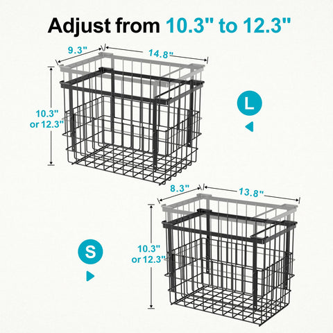 iSPECLE Freezer Baskets for Chest Freezers, 2 Pack Fits 12" Pizza Adjustable for 5 to 7 Cu.Ft Chest Freezer, Stackable Wire Baskets with Handles