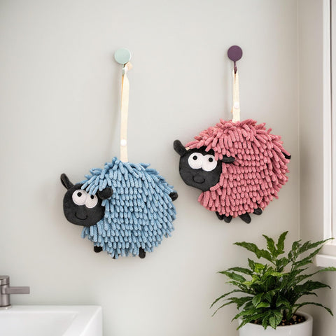 HMETOL Chenille Hand Towels with Hanging Loop, 1 Pack Funny Bathroom Hand