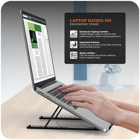 Roe Tenpo Laptop Stand For Desk, 6 Levels Height Adjustable Laptop Riser For Desk, Foldable & Portable, Compatible with MacBook Air/Pro, HP, ASUS