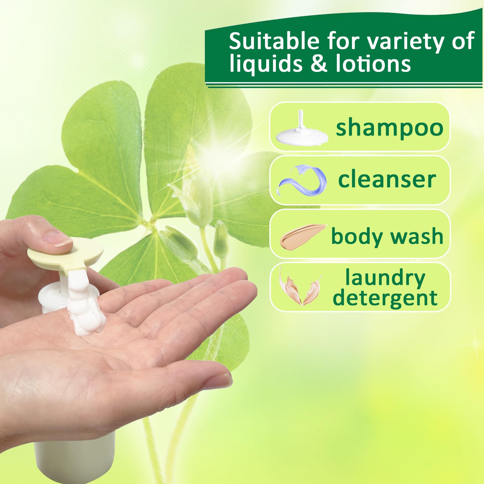 2Pcs, 300ML Empty Plastic Pump Bottles Dispenser - Apstaqeoo Portable BPA-Free Cylinder Shampoo Lotion Hand Pump Bottle Durable Body Wash Liquids