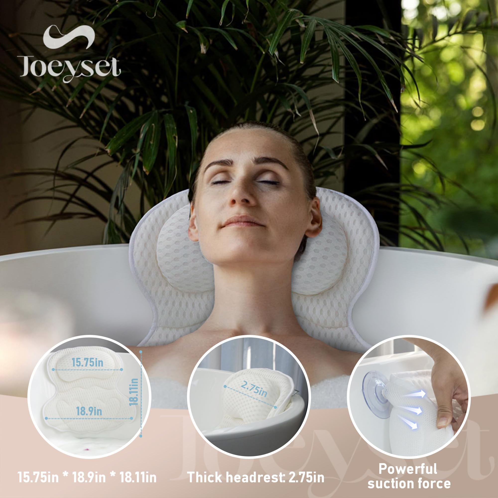 Joeyset Bath Pillows for Tub Luxury, Bath Pillow for Head and Neck, Fit Bathtub Hot Tub Relaxing Gifts for Women