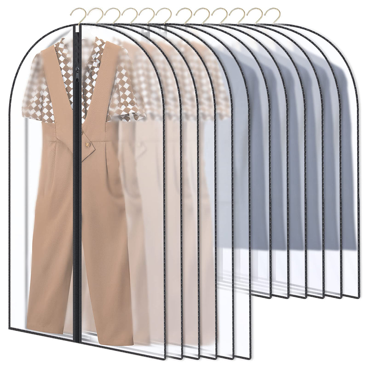 GoMaihe Clothes Cover,12 Pack Bags Set 60 x 120cm/60 x 100cm/Dress Garment Bag with Zip in Wardrobes